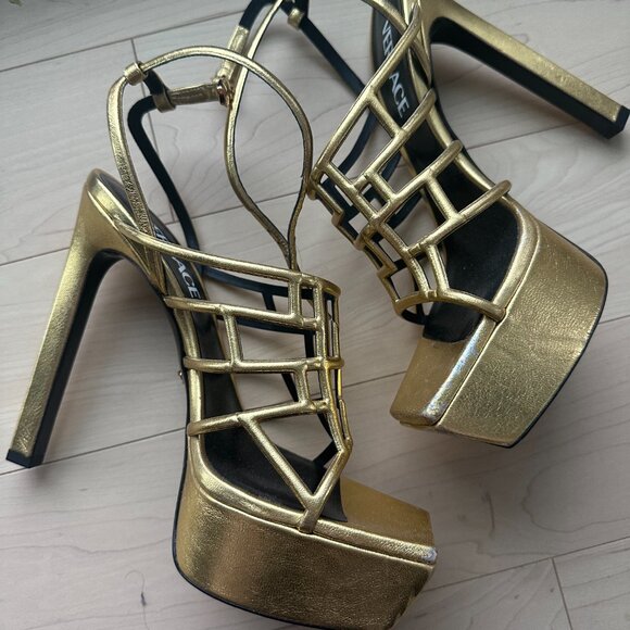 Versace Gold Platform Heels - Picture 4 of 11
